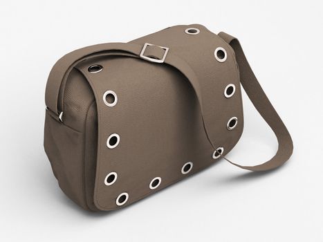 Women's grey handbag with studs on light background