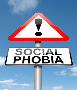 Illustration depicting a sign with a social phobia concept.