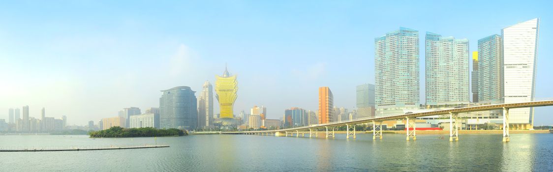 Panorama of Macau city center in the sunshine day