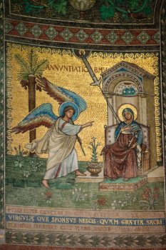 Chiusi - The Romanesque Cathedral  of San Secondiano, built around 560 AD over a pre-existing basilica, and renovated in the 13th C. . Mosaic with scenes from the life of Virgin Mary