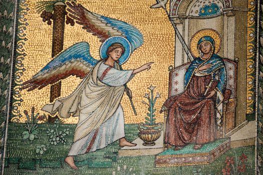Chiusi - The Romanesque Cathedral  of San Secondiano, built around 560 AD over a pre-existing basilica, and renovated in the 13th C. . Mosaic with scenes from the life of Virgin Mary