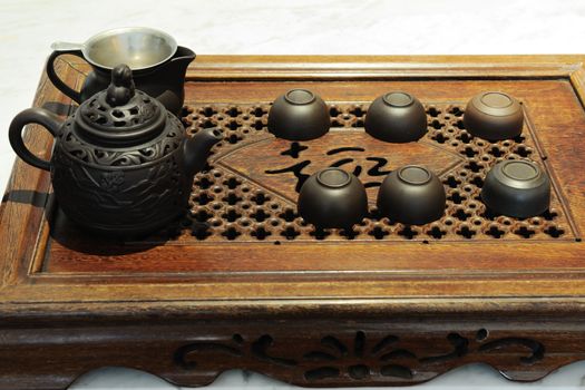 Chinese traditional culture - gongfu tea set with teapot and teacups