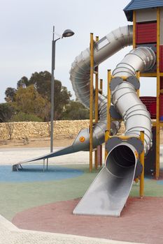 Detail of a large slide at a playground