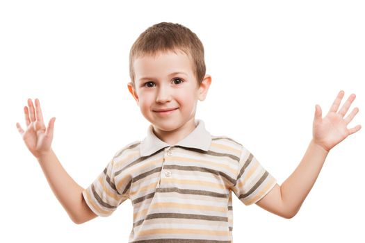 Little gesturing child boy happiness fun smiling