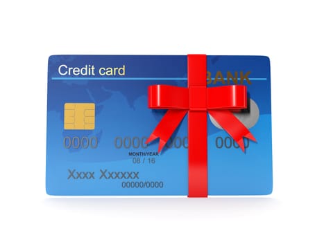 3d illustration: credit card as a gift.