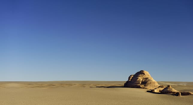 unique yadan earth surface in the Gobi Desert in Dunhuang,China