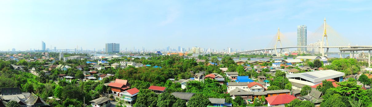 Bangkok suburb - panoramic view. Thailand