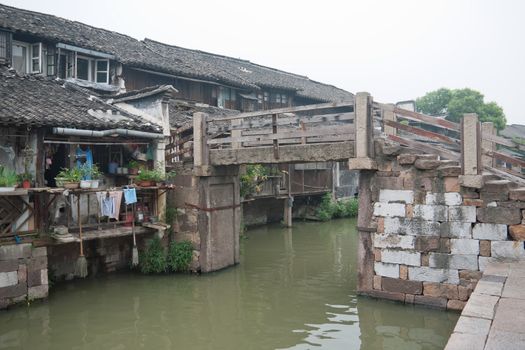 Ancient building near the river in Wuzhen town, Zhejiang province, China