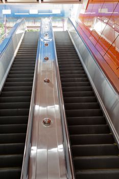 Escalator in the subway station in Guangzhou city, China