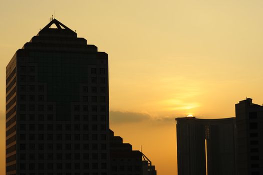 Urban sunset in Guangzhou city of China