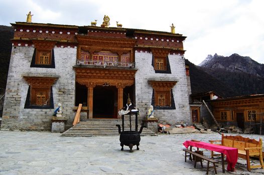 Tibetan Buddhist temple in Daocheng,Sichuan Province, China
