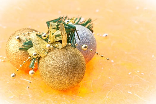 Nice christmas bawbles on a festive background