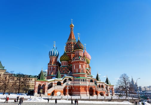 Moscow, Vasily Blazhenogo's temple in the winter