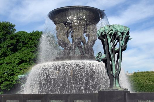 fountain in the sculpture park by Gustav Vigeland in Oslo in Norway