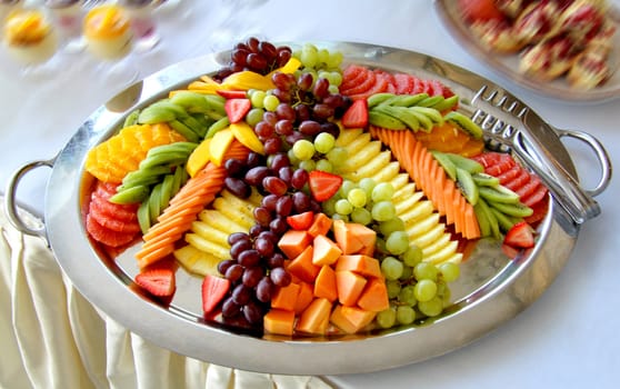 Different fruit lying on the plate