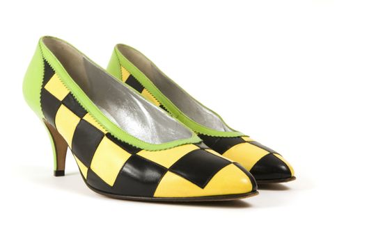 Retro checkered women's high heel shoes