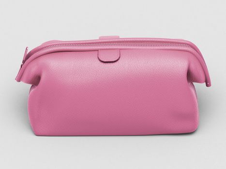 Pink leather clutch closeup on a light background