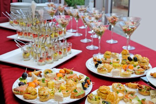 Catering, food at a table on a party