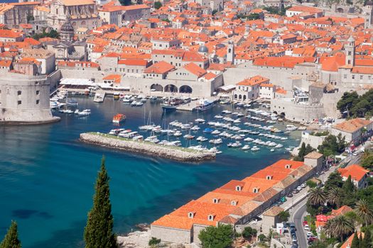 Bright red roofs of Unesco protected Dubrovnik Old Town Croatia