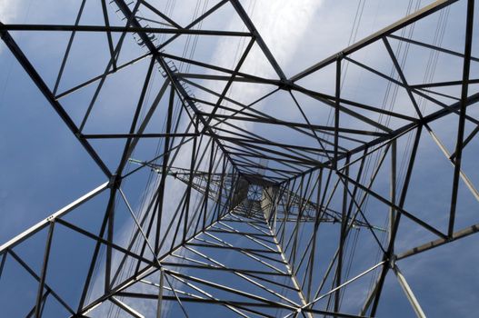 Abstract image of power tower shot looking up the centre