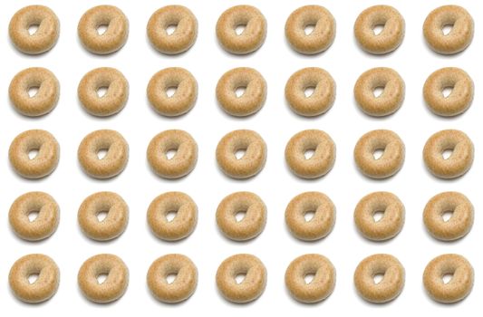 Thirty five whole wheat bagel isolated on white