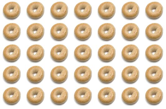 Thirty five whole wheat bagel isolated on white