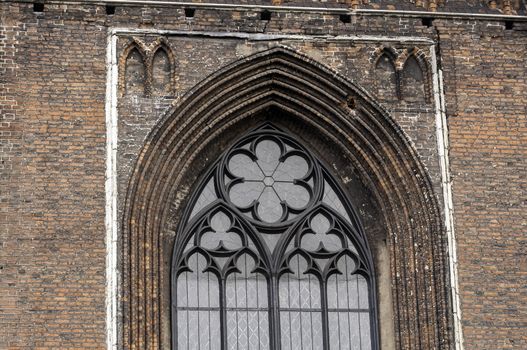 Detail of a medieval gothic cathedral arch.