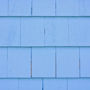 Close up of wooden blue wall panels