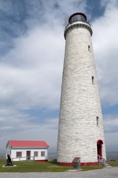 Lighthouse on the Gaspe, Quebec a national landmark.