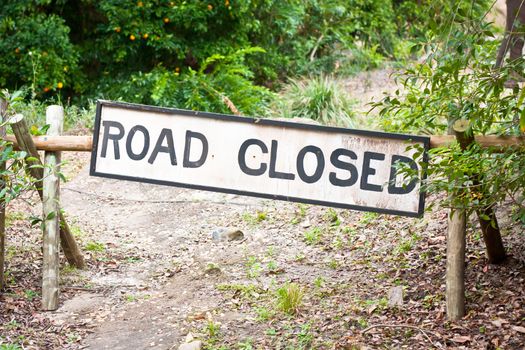 Road closed sign in a rural location