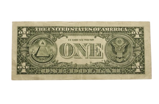 Bent one dollar bill