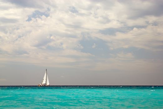 Lonely sailing boat