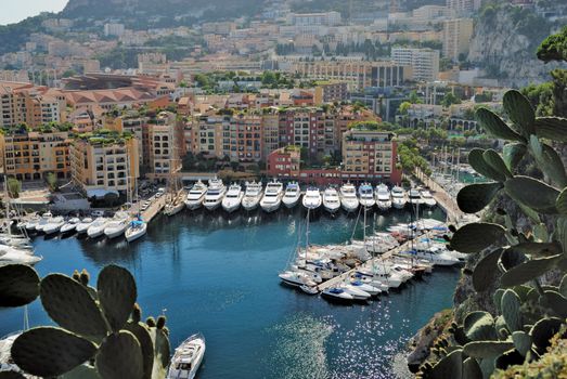 Yachts and apartments in port Fontvielle in Monte Carlo