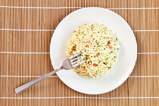 Plate of  fresh moroccan cous cous salad