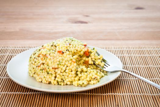Plate of  fresh moroccan cous cous salad