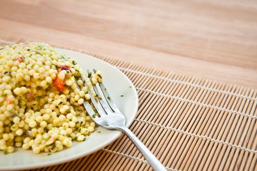 Plate of  fresh moroccan cous cous salad