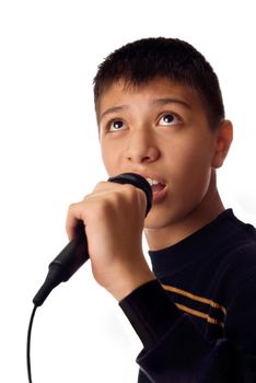 Photo of young boy singing a karaoke song