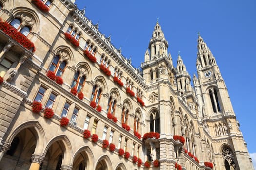 Vienna, Austria - famous City Hall building. The Old Town is a UNESCO World Heritage Site.