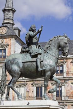 Philip III equestrian statue in Plaza Mayor, Madrid, Spain