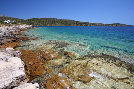 Croatia - beautiful Mediterranean coast landscape in Dalmatia. Murter island beach - Adriatic Sea.