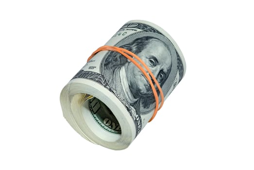 Roll of banknote isolated on white with clipping path included