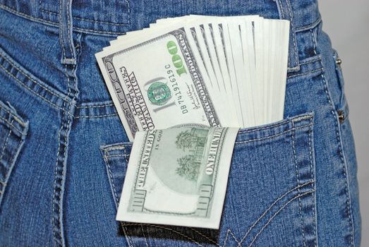 A lot of dollars in a back pocket