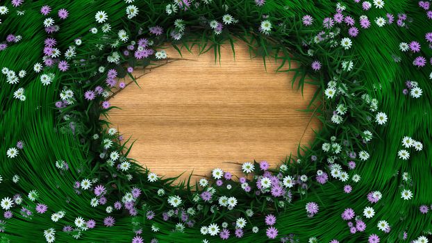 floral holiday background border with flowers and plants with place for text