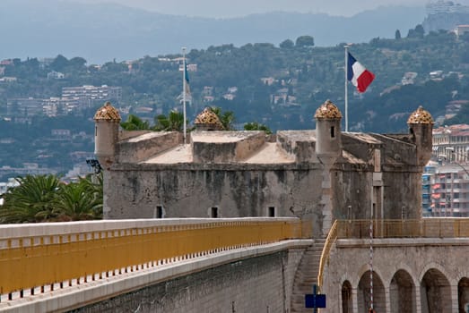 Bastion in old port of Menton. Azure coast. France