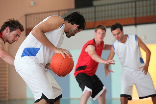 Basketball player dribbling