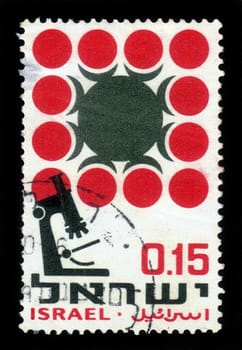 ISRAEL - CIRCA 1966: A stamp printed in Israel shows symbolic image of cancer research, circa 1966