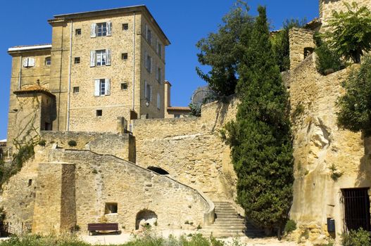 old stone house built on the rock, region of Luberon, Provence, France