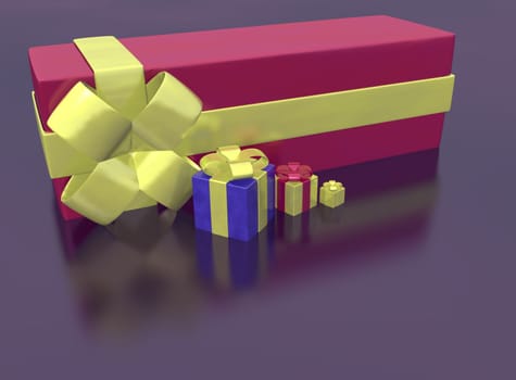 rendered of a lot of gifts on black background