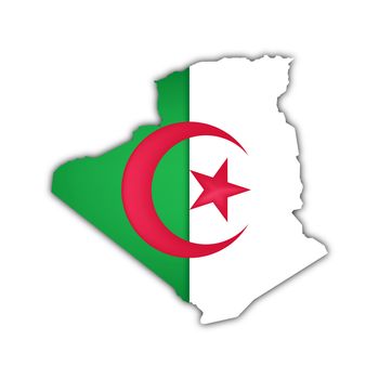 map of algeria with flag and shadow