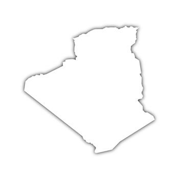 map of algeria with shadow on white background